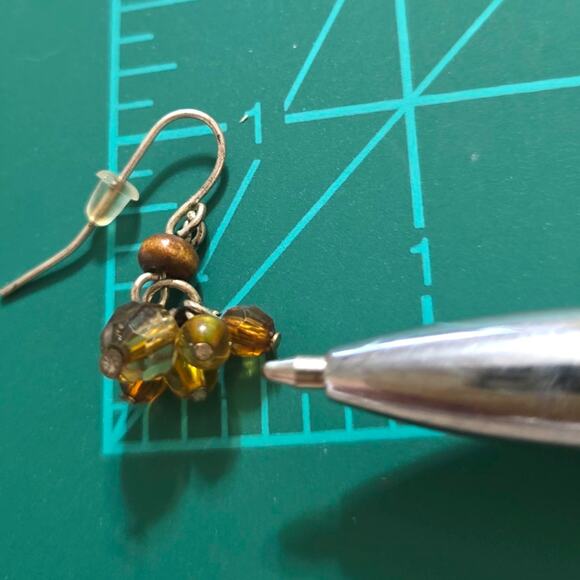 Pierced Earrings Vintage Brown Clustered Beads Artisan Minimalist Dangle SKU2400 - Picture 3 of 4